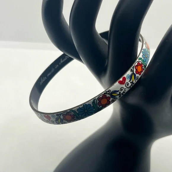 Vintage Enamel painted Bangle Bracelet Handmade in
Austria Floral Art multicolor - Picture 4 of 14